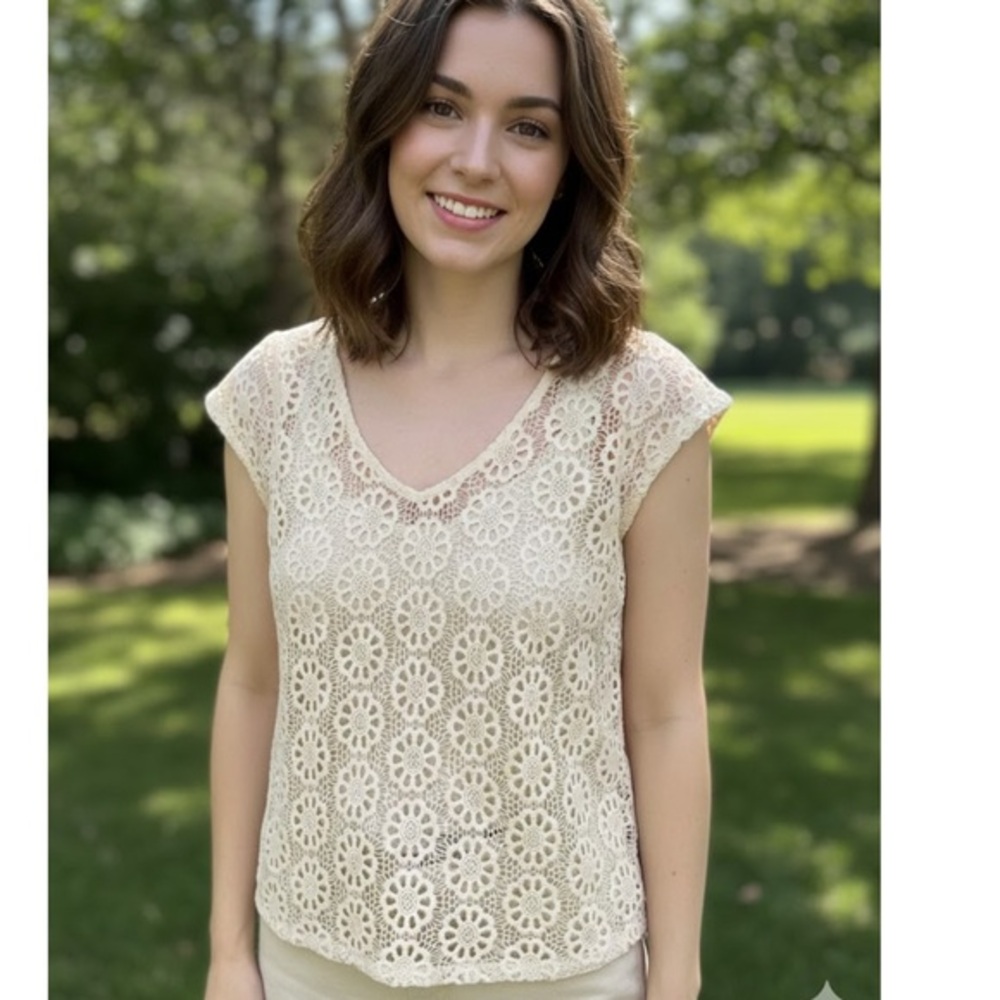 Design History Cream Lace Blouse. SIZE L